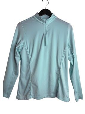 PETER MILLAR Zip Neck Mesh Panel Lightweight Sun Shirt Size Medium in Teal